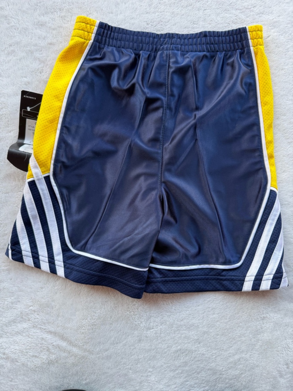 adidas Navy Shorts with Yellow & White Side Panels Size 3T - Picture 4 of 8